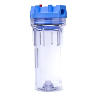 Carcasa Standard, cuerpo color transparente y tapa azul