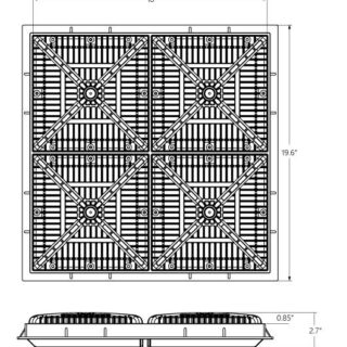 Rejilla plástica cuadrada 18″x18″ antiatrapamiento