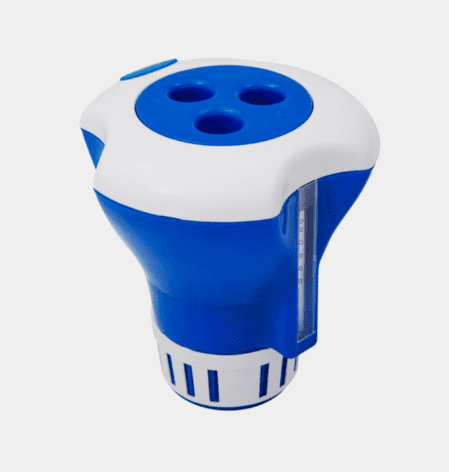 Clorinador plástico flotante, color azul con blanco (tipo ovni)
