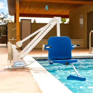 Silla ingreso a piscina de personas con discapacidad, acero inoxidable, pintura electroestática, capacidad de 160 kg
