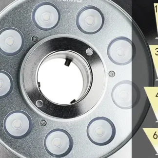 Luz para fuentes, Diámetro: 170 mm, luz color